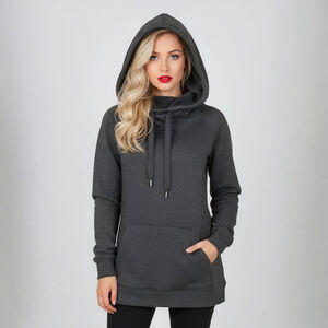 Athleta XS Dark Grey Funnel Neck Flannel Lined Hoodie Sweatshirt